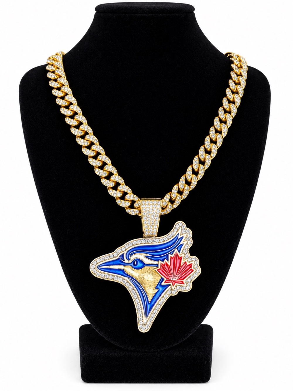 MLB Toronto Blue Jays Gold Iced Out Chain Pendant Necklace